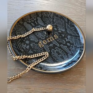 Adrienne Vittadini Black and Gold, Bluish Snake Print Dish